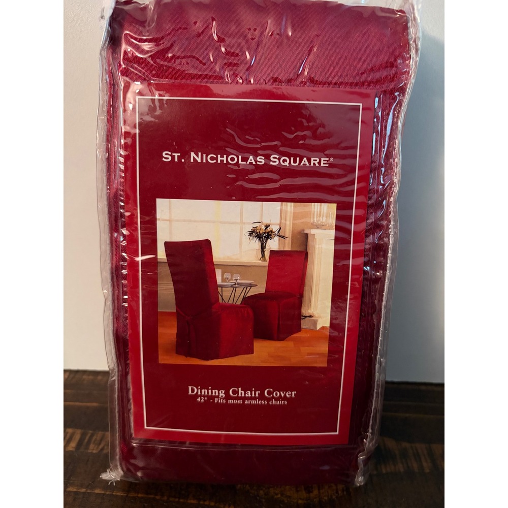 St. Nicholas Square Red Dining Chair Cover Fits Most 42" NEW Christmas